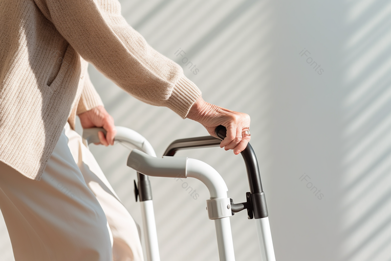 在阳光照射的房间里老人扶着器械做康复训练特写摄影背景,高清,摄影图,摄影图片,图片大全,摄影图免费下载